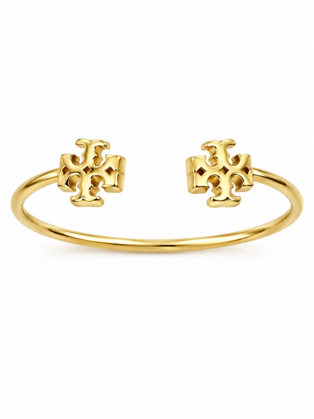 TORY BURCH • Gold Double T Logo Open Cuff Flex Bracelet Jewelry Bag Pouch